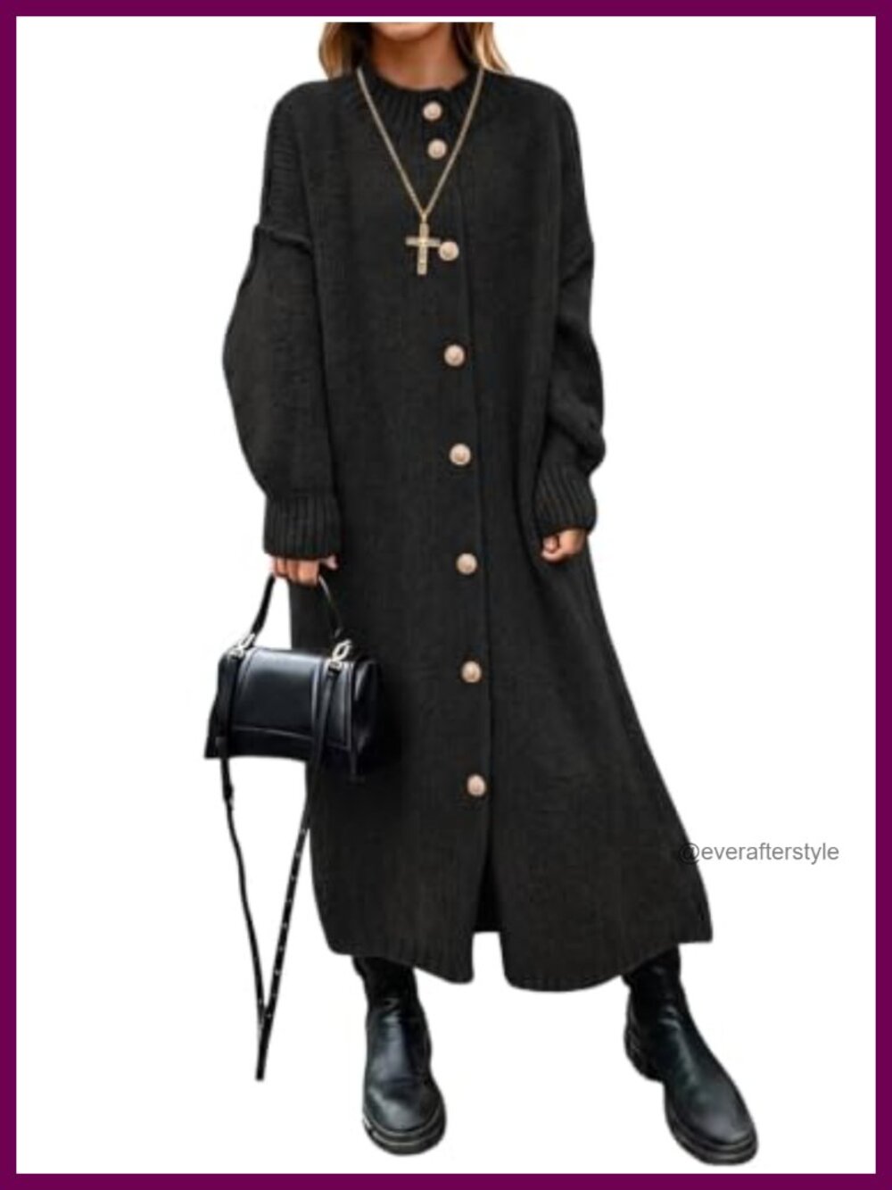 Womens Oversized Button Down Knit Midi Sweater Dress Long Cardigan